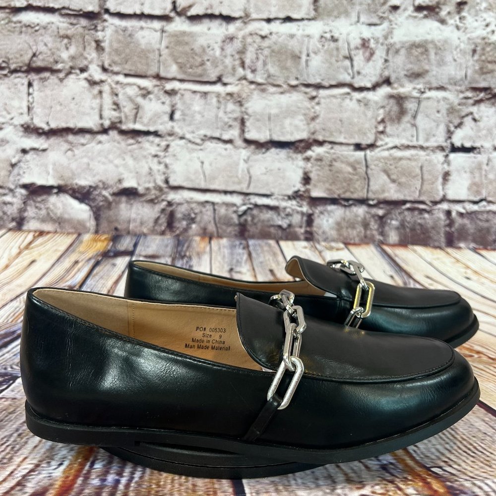 Journee Collection Women's Chain Link Solid Black Slip On Flats Dress Shoes 9